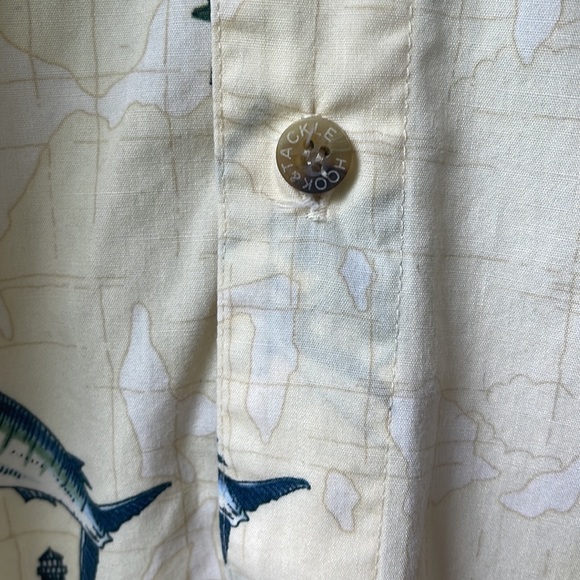 HOOK & TACKLE Swordfish Lighthouse Fishing Nautical Map Button Down Size Medium - Picture 6 of 11